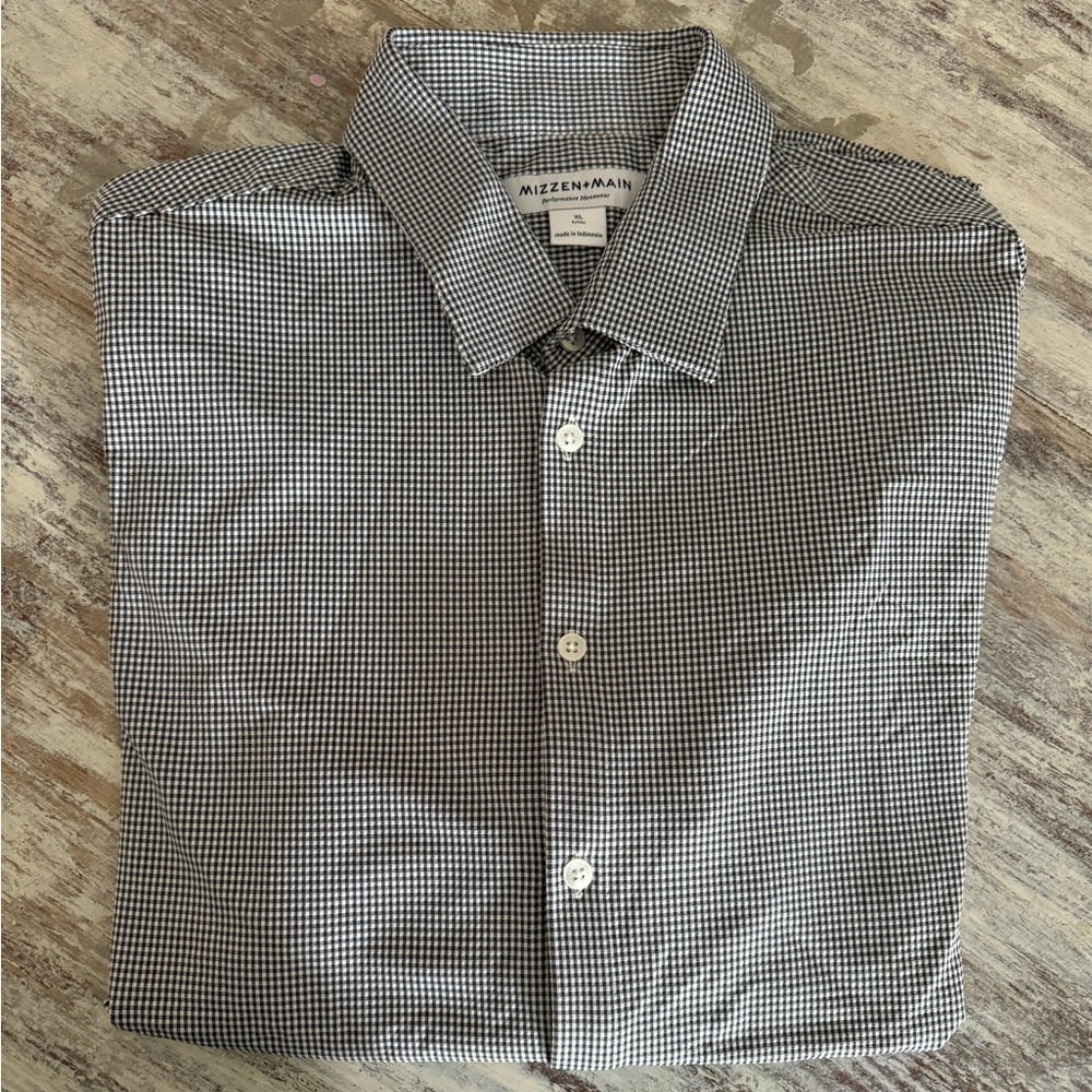 Mizzen+Main Long sleeve dress shirt - black white gingham